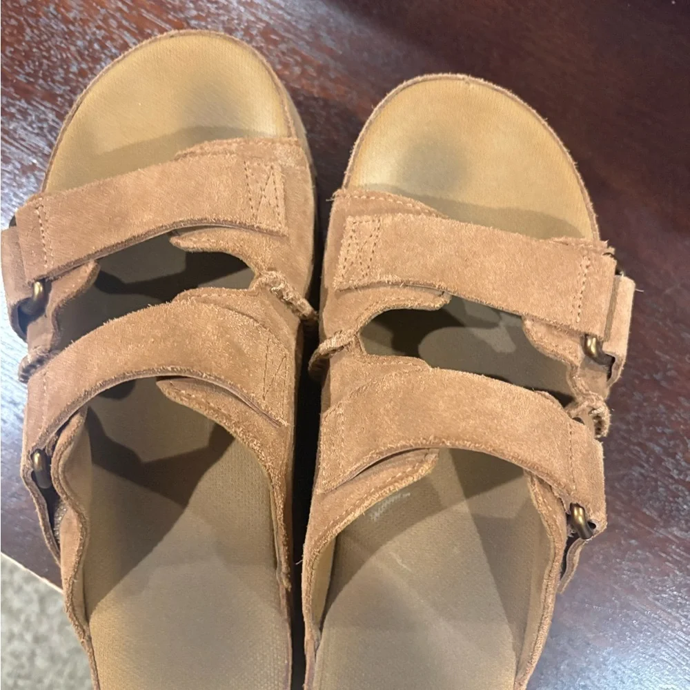 UGG Women's Goldenstar Suede Double-Strap Slide Sandals in Chestnut - Picture 3 of 8